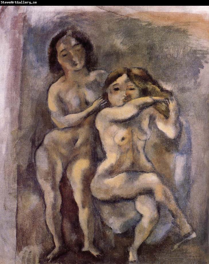 Jules Pascin Gril with sheila are hackle golden hair